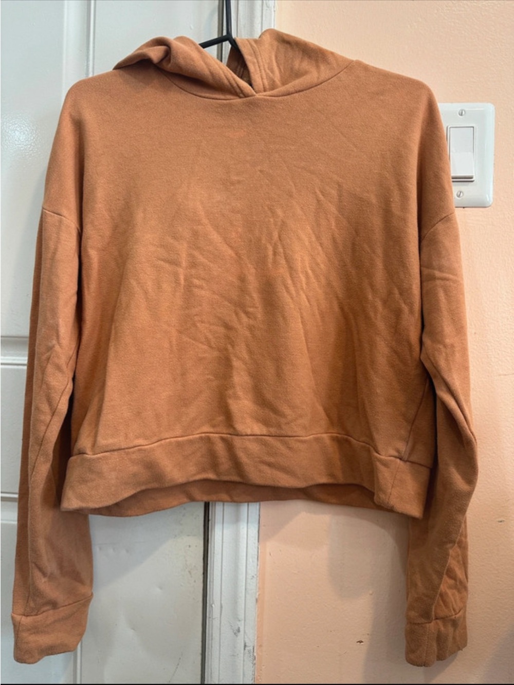 Forever 21 Cropped Scoop Hoodie Sweatshirt - Rust